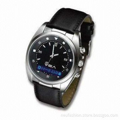 Classic Design Bluetooth Wrist Watch with Leather Strip, Elegant and Clear O LED Display